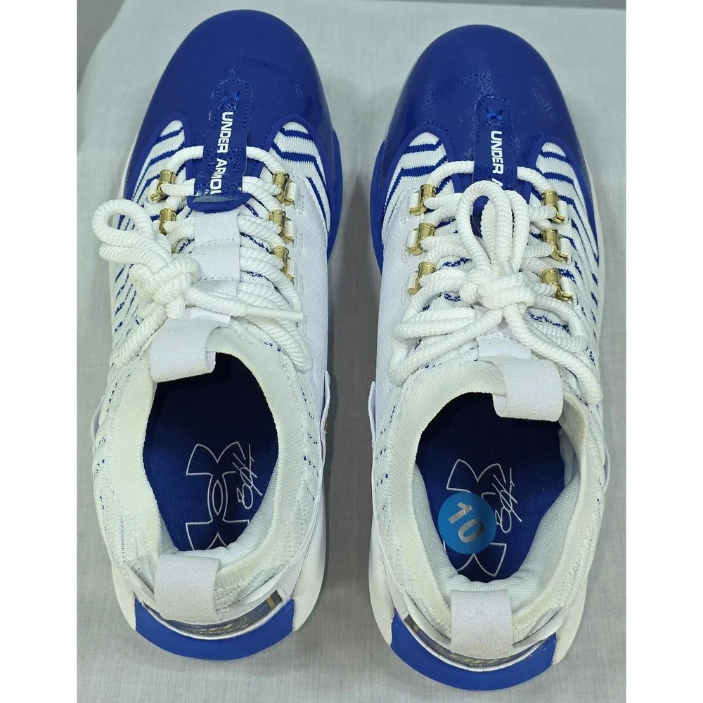 Under Armour HOVR Bryce Harper 7 Low TPU Baseball Cleats‎ White Blue Size 10